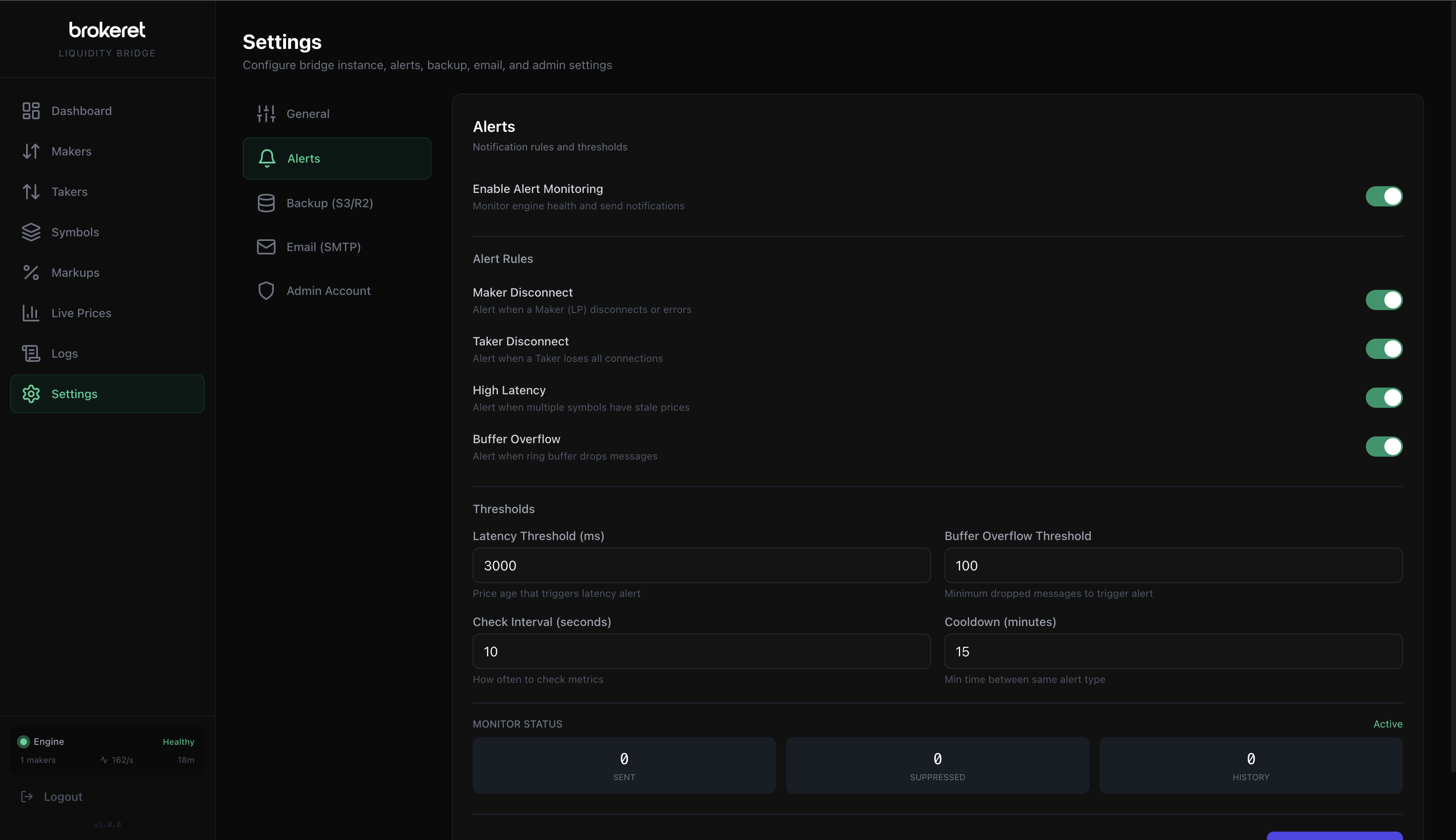 LiquidityBridge Alerts — notification rules, thresholds, and real-time monitor status